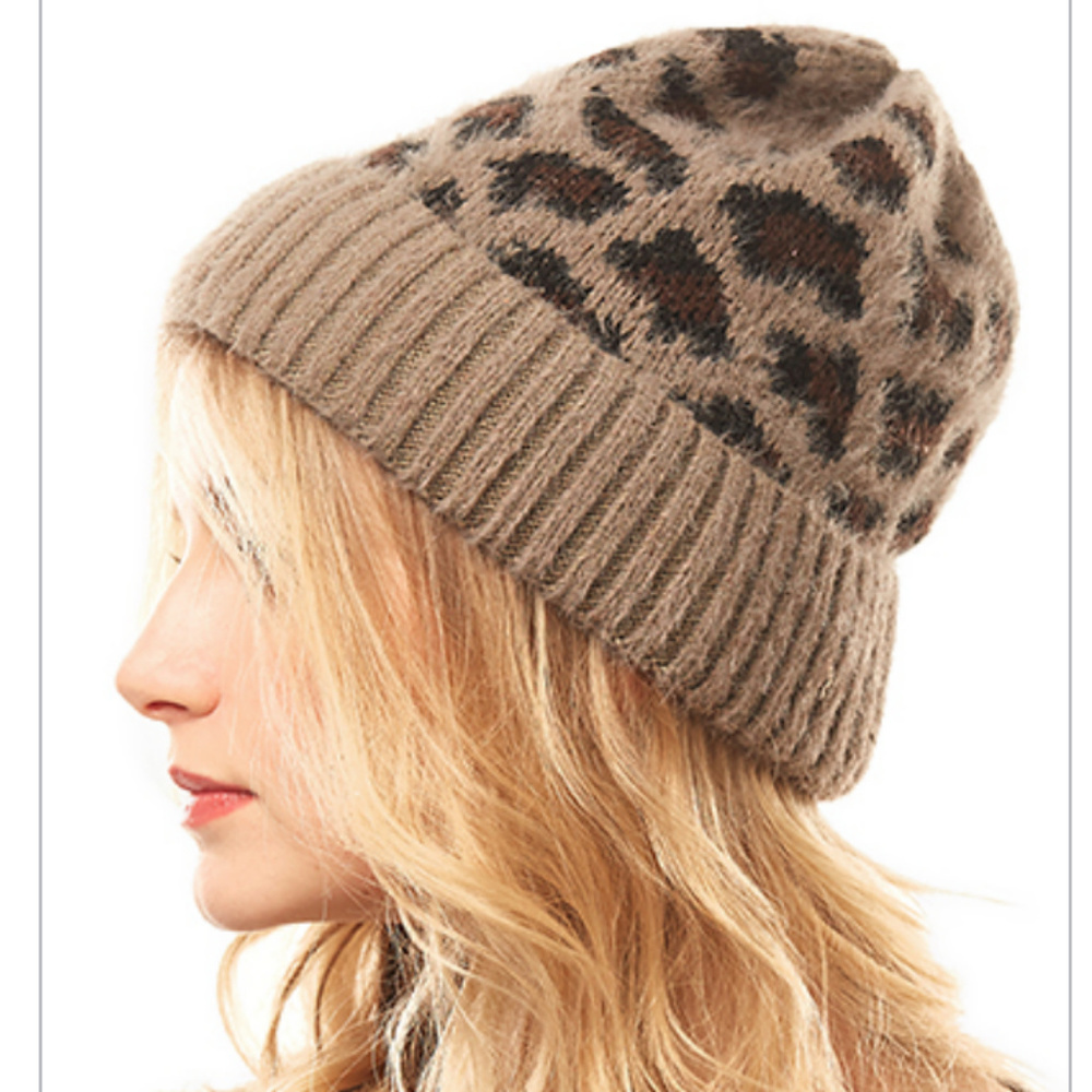 LOF leopard beanie in taupe